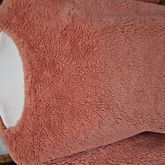 Madewell Coral Fuzzy Sherpa Teddy  Pullover Sweater - Picture 4 of 6